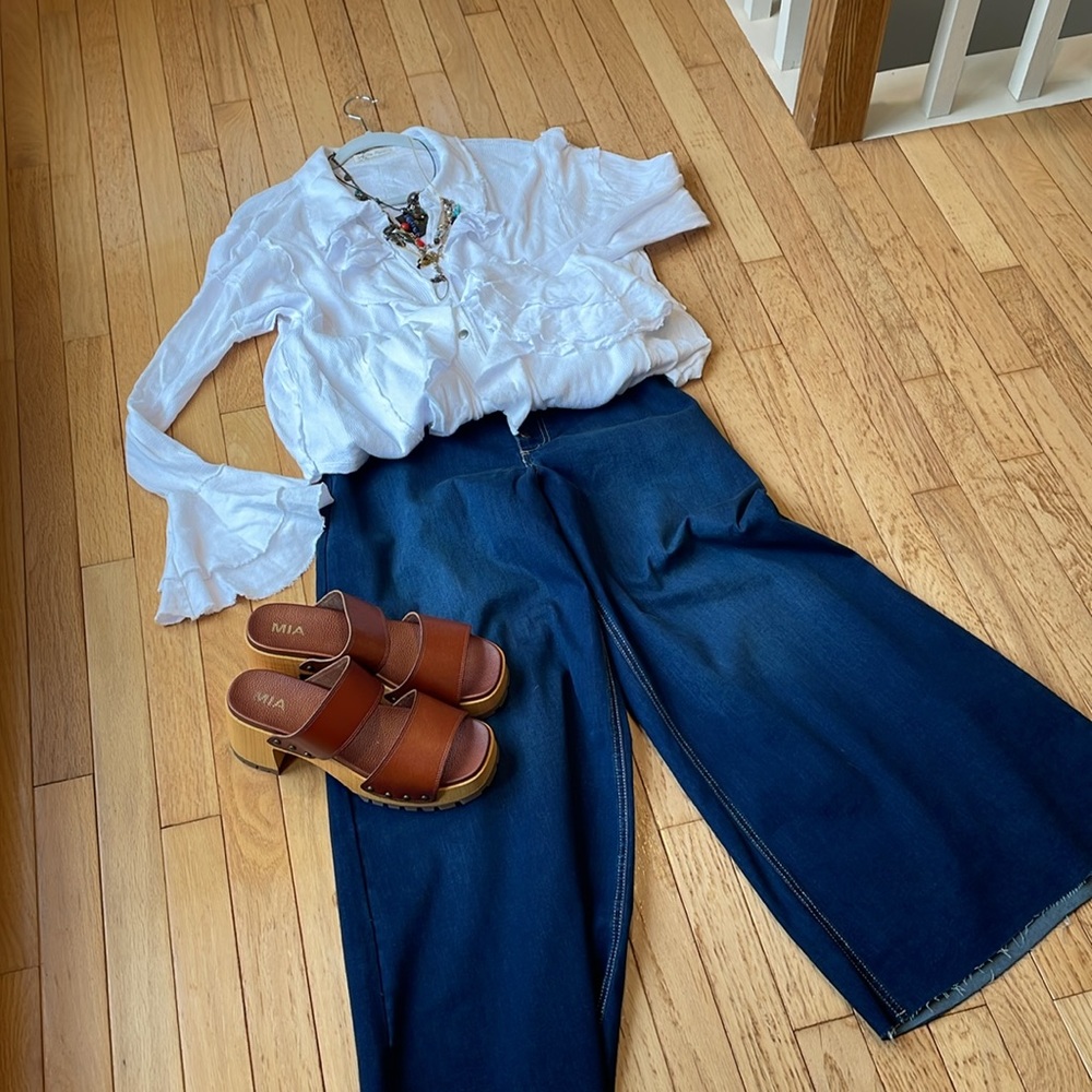 We The Free Wide Leg Jeans in Dark Blue